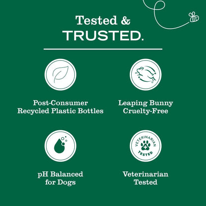 Detailed product packaging of Mrs. Meyer's Clean Day dog shampoo