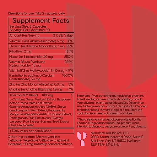 Yoli Thermo-G proprietary blend capsules for sustained stamina and focus.