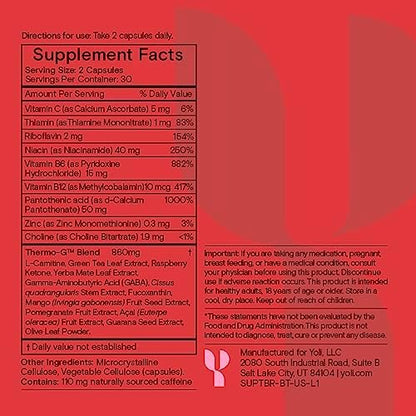 Yoli Thermo-G proprietary blend capsules for sustained stamina and focus.