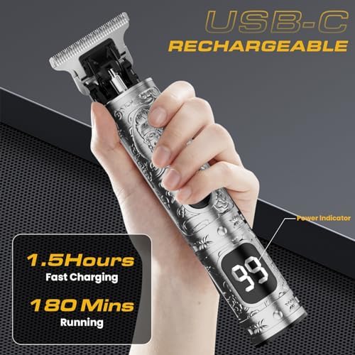 Fannas silver hair cutting clippers ergonomic handle and power switch detail