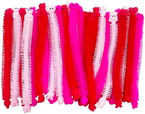 Child hands stretching colorful sensory rubber fidget strings