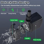 Submersible water pump with 6.5ft high lift capability diagram.