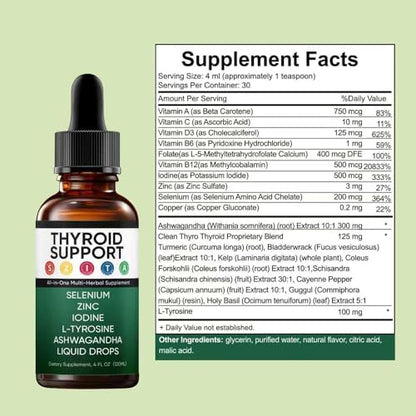 Kindled thyroid support liquid formula premium packaging for men and women.