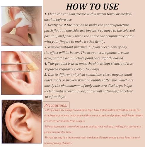 Person wearing elegant gold ear seeds for stress relief therapy