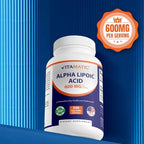 Supplement facts label on Vitamatic Alpha Lipoic Acid 600mg bottle