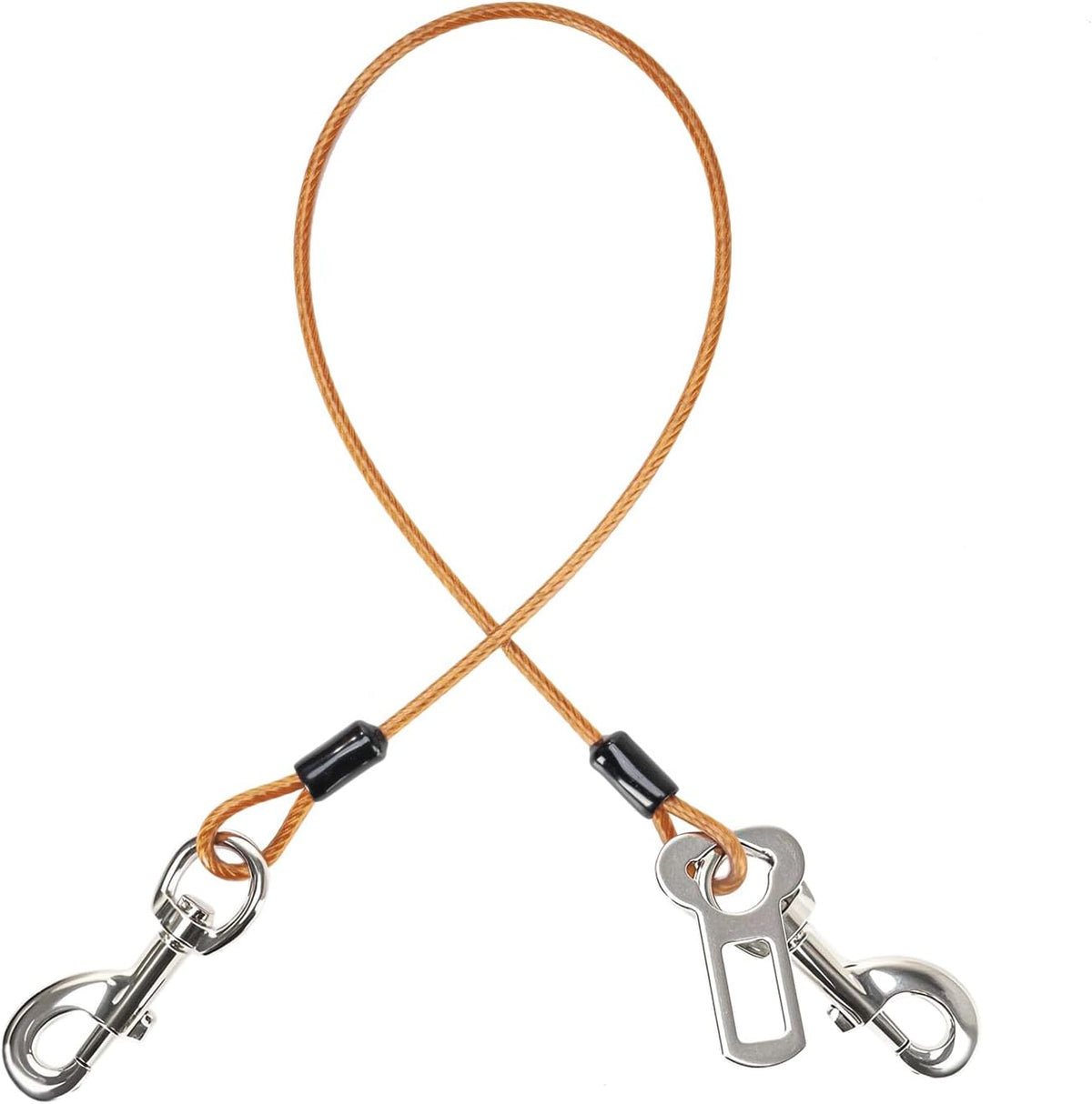 Dog Seat Belt Harness for Car,2pcs Dog Seatbelt of Coated Wire Leash Safety Restraint,No Chew Tether Cable Vehicle Dogs Accessories,Double Clips & Latch (2 Pack Black, 32 inch/80 CM) - Image 10