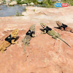Side angle view of the comfortable anti chafe microfiber leather harness vest for bearded dragons.