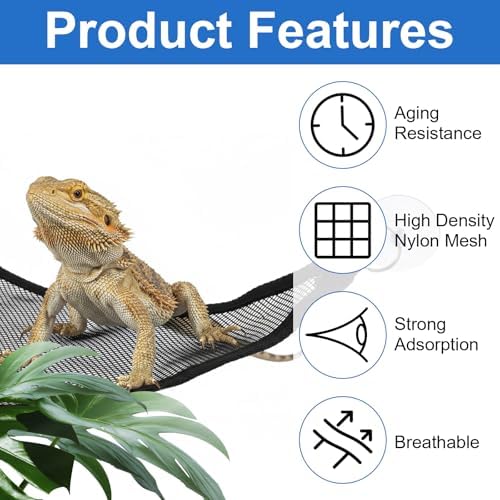Multi level reptile tank decorations featuring triangular resting net climbing ladder