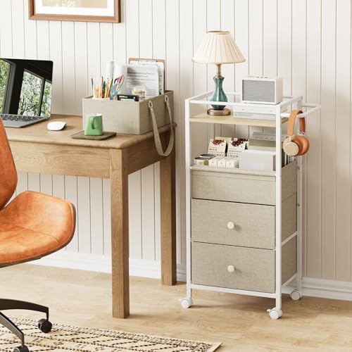 Off white nursery organization cart for baby essentials