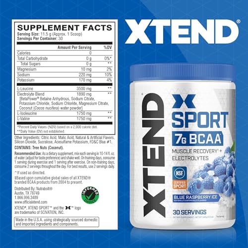 Scivation Xtend Sport Bcaa powder scoop serving measurement