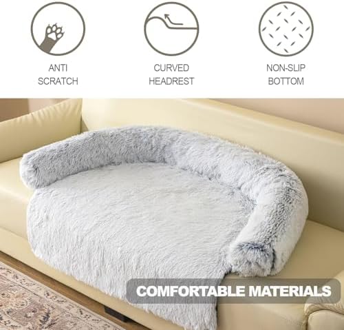 Tinaco gradient gray plush cat bed in crate
