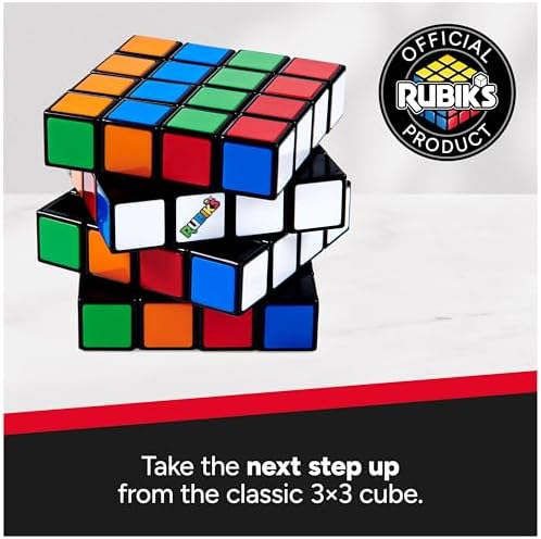 Rubik's four by four advanced brain teaser being twisted by hand.