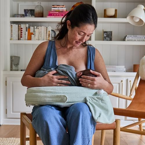 My Brest Friend Super Deluxe Nursing Pillow - Extra Soft Breastfeeding Support Pillow with Plush Slipcover, Firm Flat Cushion, Wrap-Around Adjustable Fit & Back Panel - Spring Green - Image 3