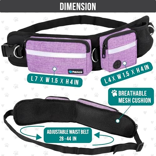 PetAmi hands free dog leash showing poop bag dispenser feature