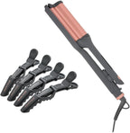 Hairitage 1 Catch The Wave Deep Curling And Crimping Iron front view showcasing ceramic plates