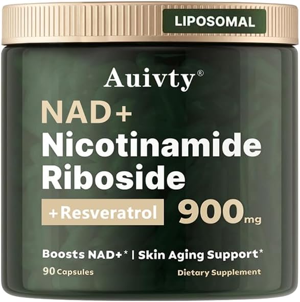 Auivty NAD+ Nicotinamide Riboside with Resveratrol front view bottle