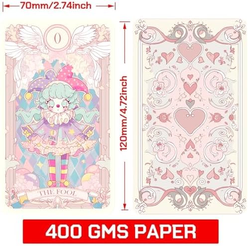 Han Yu Bowen pink aesthetic tarot cards fanned out on a white fabric surface.
