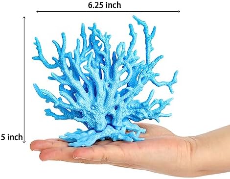 Vibrant purple and blue TOPZEA plastic aquarium plants placed inside a realistic fish tank landscape