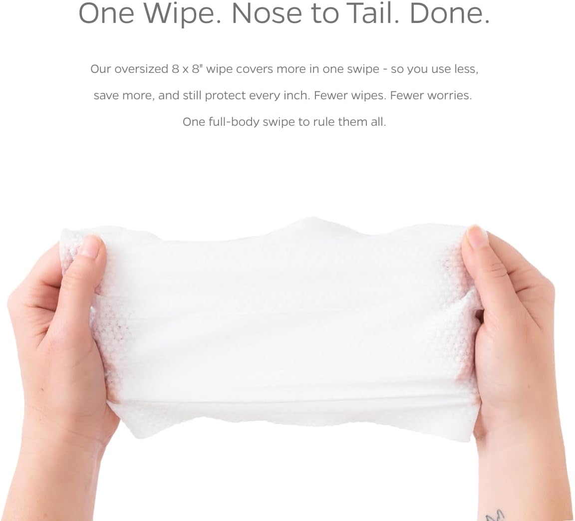Lick safe bamboo grooming wipes for dogs and cats