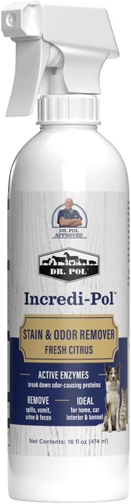 Dr. Pol Incredi-Pol Stain & Odor Remover | Eliminates Dirt, Urine | Safe and Effective Around Pets & Their Favorite Spots | Trigger Spray for Easy Use | 16 oz | Fresh Citrus - Image 9