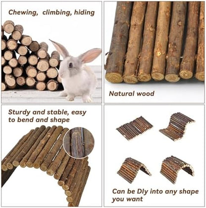 kathson Rabbit Wooden Bridge(20.0 x 11.8 inches),Guinea Pig Wood Tunnel Large Bunny Ladders Small Animal Flexible Hideout for Hamster Chinchillas Guinea Pig Hedgehog and Other Rodents - Image 3