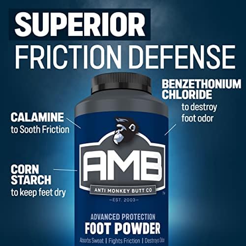 Anti Monkey Butt talc-free medicated foot powder for odor control and itch relief.