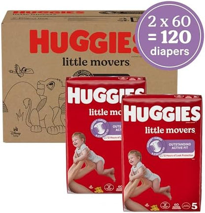 Side angle of Huggies premium imported size 5 diaper box detailing weight guidelines