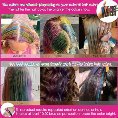 Vibrant temporary hair dye combs in six different rainbow colors