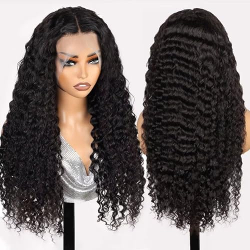 Glulaze Brazilian deep wave curly hair wig showing wet and wavy texture definition.