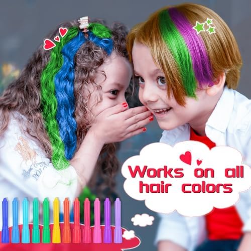 Close up of 12 piece hair chalk marker kit