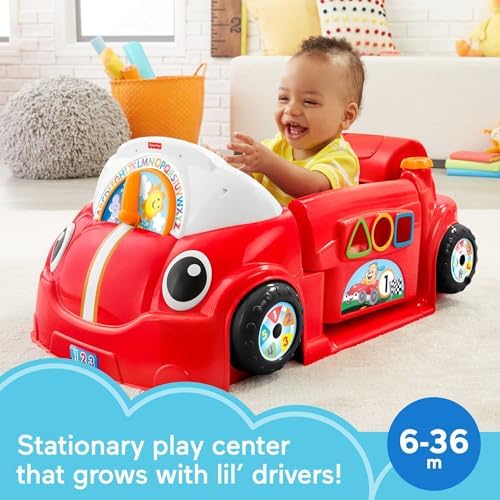 Fisher-Price stationary activity car dashboard with steering wheel and lights for infants