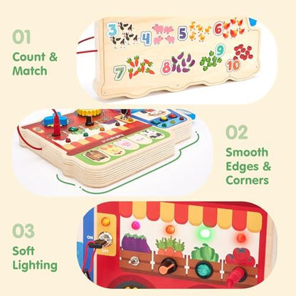 Portable wooden Montessori bus toy for toddler travel entertainment