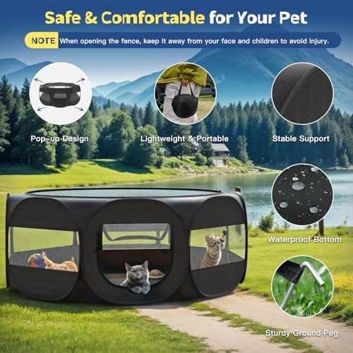 VavoPaw Small Animal Playpen, Chicken Brooder Box with Cover Top, Portable Outdoor Exercise Pet Cage Tent, Waterproof Breathable Pet playpen Indoor for Chick Ktiien Bunny Hamster Guinea Pig, Black - Image 6