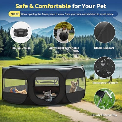 VavoPaw Small Animal Playpen, Chicken Brooder Box with Cover Top, Portable Outdoor Exercise Pet Cage Tent, Waterproof Breathable Pet playpen Indoor for Chick Ktiien Bunny Hamster Guinea Pig, Black - Image 6