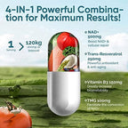 Close up of VVQ NAD+ Resveratrol vegetarian capsules