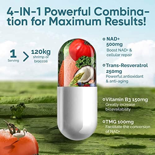 Close up of VVQ NAD+ Resveratrol vegetarian capsules