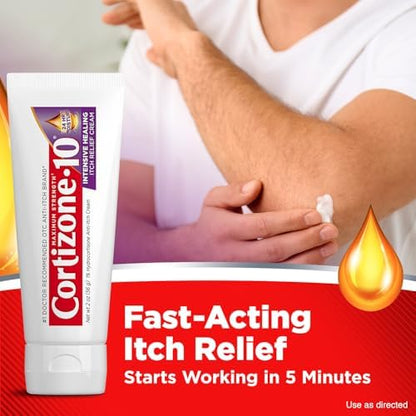 Back label of Cortizone-10 anti itch cream displaying drug facts active ingredients and usage instructions for eczema relief
