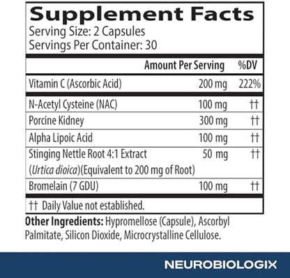 Neurobiologix digestive enzyme support ingredient details