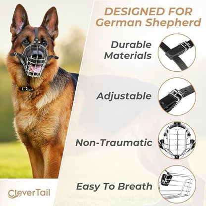 Detailed view of heavy duty steel wire construction on CleverTail muzzle