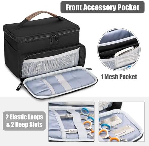 CURMIO clipper carrying bag showing side zippered pockets for combs and scissors storage