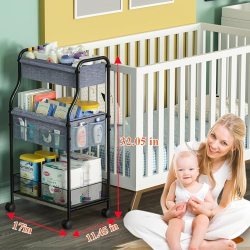 Cidaziya metal nursery storage cart with custom dividers