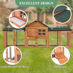 Garvee 80 in Wooden Rabbit Hutch, Outdoor Chicken Coop, Bunny Hutch Guinea Pig Pet House Bunny Cage with Double Side Runs, Weatherproof Roof, Removable Tray, Ramps for Small Animals - Image 5