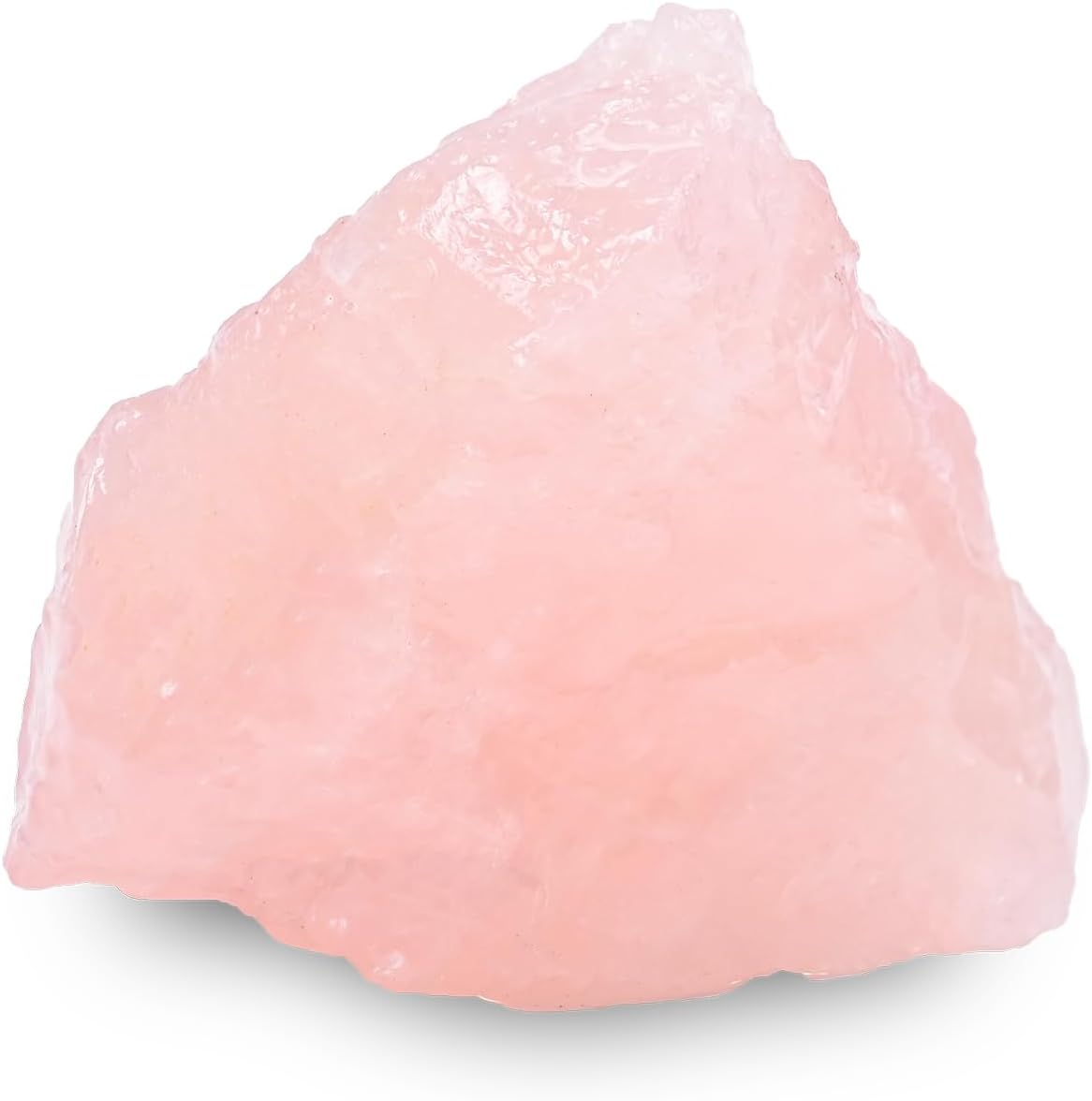 CLEVIO Rose Quartz Raw Stone front view of natural pink healing crystal.