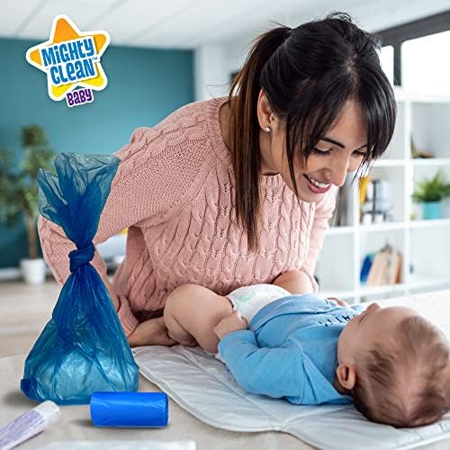 Mighty Clean Baby diaper disposal bags in blue color
