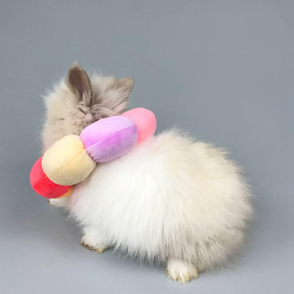 Rainbow flower shaped pet recovery cone for guinea pigs and chinchillas side view
