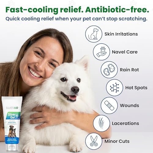 Back label of SilverAid four ounce dog wound care solution with directions.