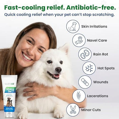 Back label of SilverAid four ounce dog wound care solution with directions.