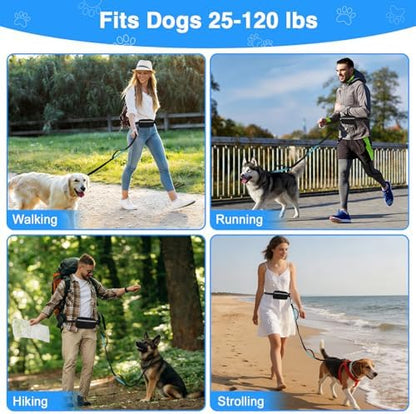 Arcolma black hands free leash with durable metal clasp closure for high stability.