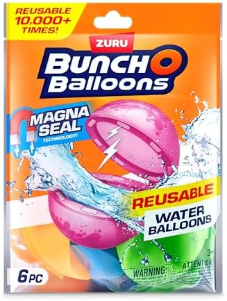ZURU reusable water balloons set of six in vibrant colors for outdoor games