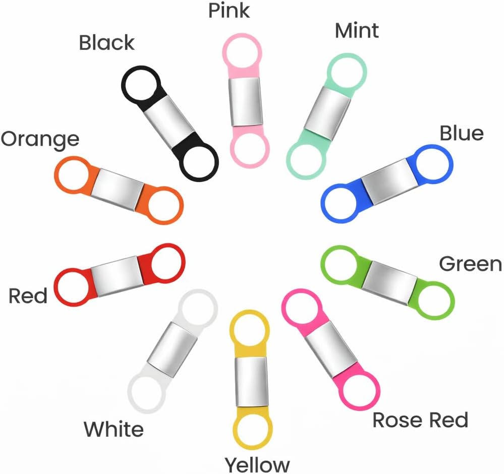 Mio Crafts durable stainless steel and silicone personalized pet ID tag showing flexible rubber loops